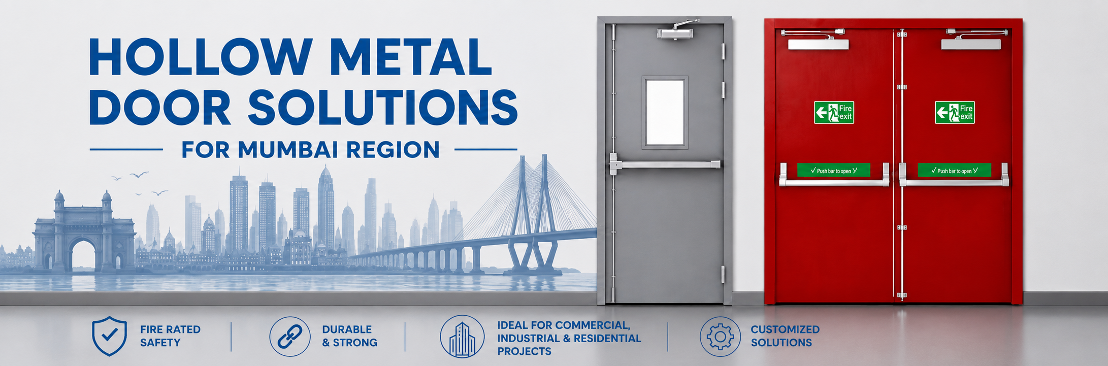 Wooden Finish Metal Doors Banner