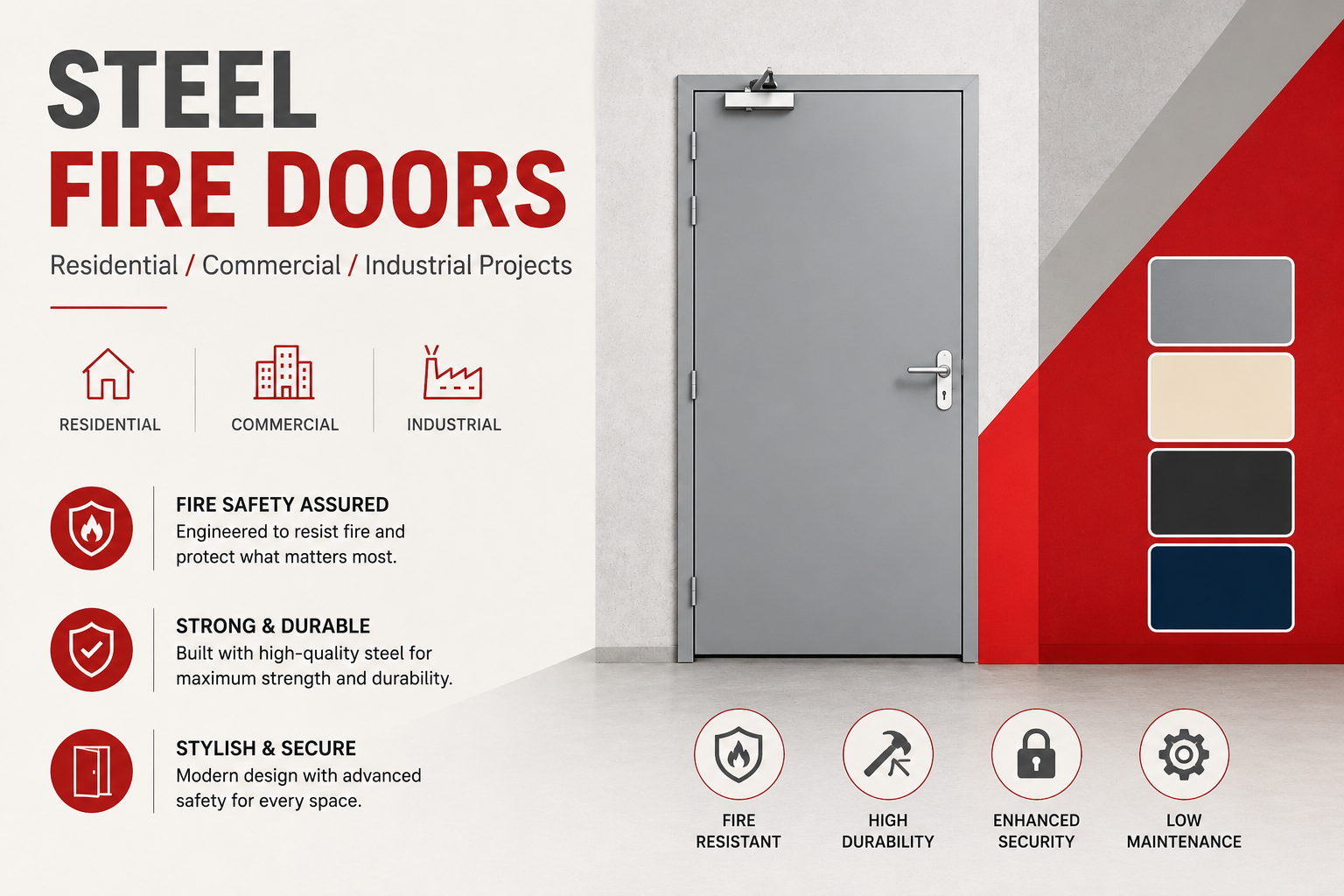 Wooden Finish Metal Doors Banner